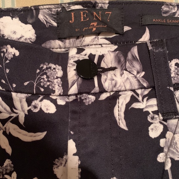 JEN 7 FOR ALL MANKIND SPECIAL DYED ANKLE SKINNY JEANS BLACK WHITE GRAY FLORAL - Picture 7 of 15